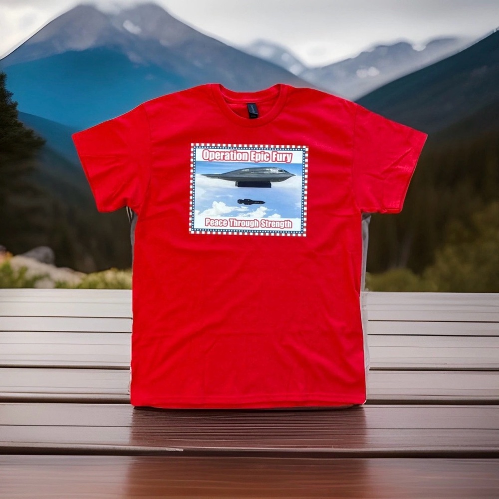 Peace Through Strength Operation Epic Fury Bunker Buster T-Shirt